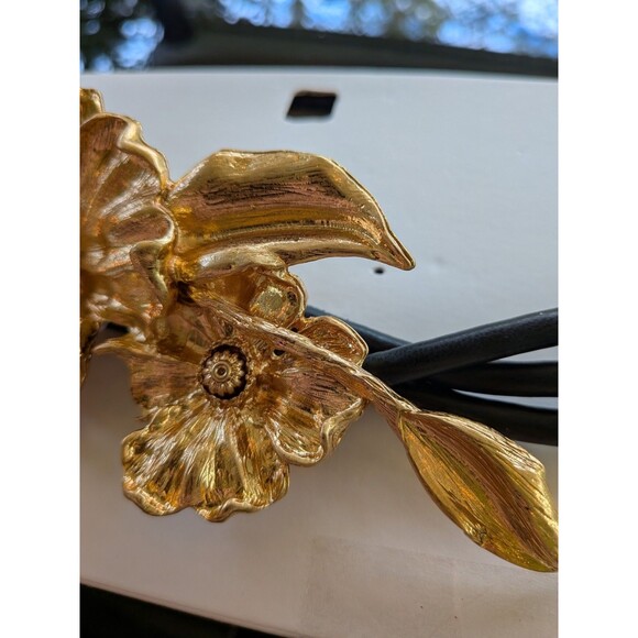 ZARA Belt Women's SS25 Golden Flower Black Cord Statement Glam - Picture 9 of 10